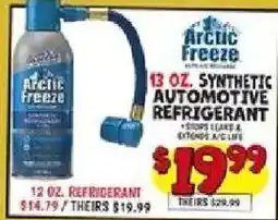 Ollie's Arctic Freeze synthetic automotive refrigerant offer