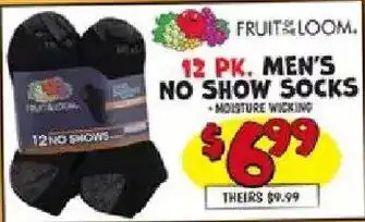 Fruit of the Loom men's no show socks