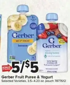 Giant Food Gerber Fruit Puree & Yogurt offer