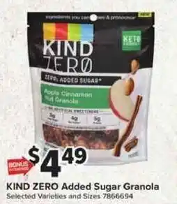 Giant Food Kind Zero Added Sugar Granola offer