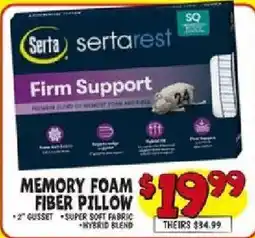 Ollie's Serta sertarest memory foam fiber pillow offer