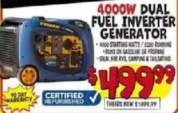 Ollie's Dewalt 4000w dual fuel inverter generator offer