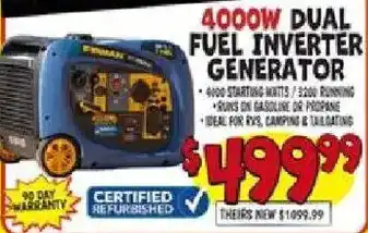 Dewalt 4000w dual fuel inverter generator