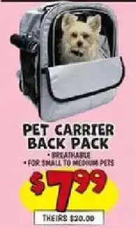 Ollie's Pet Carrier Back Pack offer