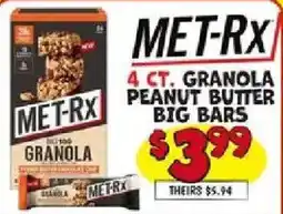 Ollie's Met-rx granola peanut butter big bars offer