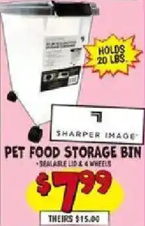 Ollie's Sharper Image pet food storage bin offer