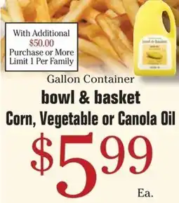 Morton Williams Gallon Container bowl & basket Corn, Vegetable or Canola Oil offer