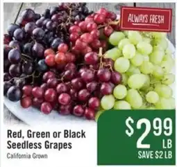 Haggen Food Red, Green or Black Seedless Grapes offer