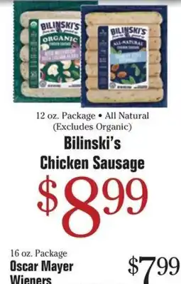 Morton Williams Bilinski's Chicken Sausage offer