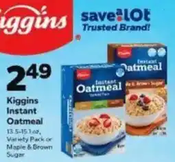 Save a Lot Kiggins instant oatmeal offer