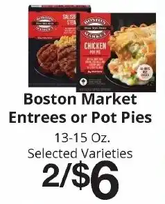 Hays Supermarket Boston Market Entrees or Pot Pies offer