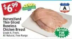 Associated Harvestland thin-sliced boneless chicken breast offer