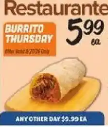 El Super Burrito Thursday offer