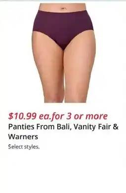 JC Penney Panties From Bali, Vanity Fair & Warners offer