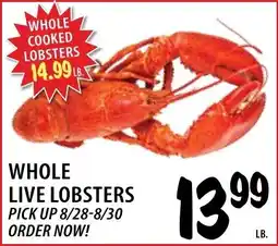 Karns Whole live lobsters offer