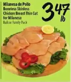 Fiesta Mart Milanesa de Pollo Boneless Skinless Chicken Breast Thin Cut for Milanesa offer