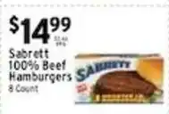 Associated Sabrett 100% Beef Hamburgers offer