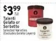 Associated Talenti Gelato or Sorbetto offer