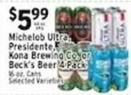 Associated Michelob Ultra, Presidente, Kona Brewing Co. or Beck's Beer offer
