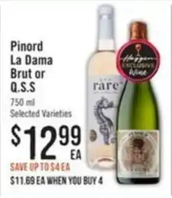 Haggen Food Pinord La Dama Brut or Q.S.S offer