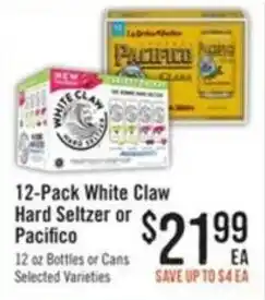 Haggen Food White Claw Hard Seltzer or Pacifico offer
