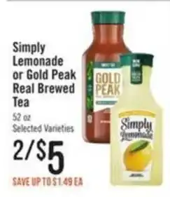 Haggen Food Simply Lemonade or Gold Peak Real Brewed Tea offer