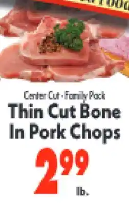 Marino's Supermarket Center Cut • Family Pack Thin Cut Bone In Pork Chops offer