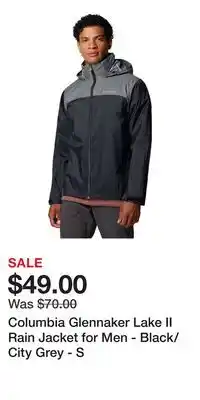 Cabela's Columbia Glennaker Lake II Rain Jacket for Men - Black/City Grey - S offer