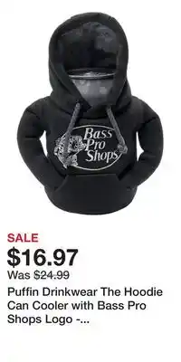 Cabela's Puffin Drinkwear The Hoodie Can Cooler with Bass Pro Shops Logo - Black/Pewter offer