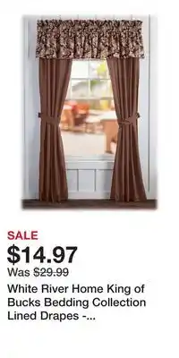 Cabela's White River Home King of Bucks Bedding Collection Lined Drapes - 42x87 offer