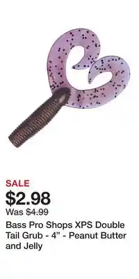 Cabela's Bass Pro Shops XPS Double Tail Grub - 4 - Peanut Butter and Jelly offer