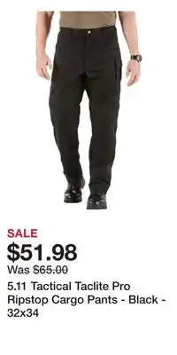 Cabela's 5.11 Tactical Taclite Pro Ripstop Cargo Pants - Black - 32x34 offer