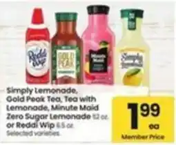 Safeway Simply Lemonade, Gold Peak Tea, Tea with Lemonade, Minute Maid Zero Sugar Lemonade offer