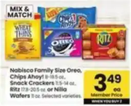 Safeway Nabisco Family Size Oreo, Chips Ahoy! or Ritz or Nilla Wafers offer