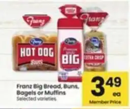Safeway Franz Big Bread, Buns, Bagels or Muffins offer