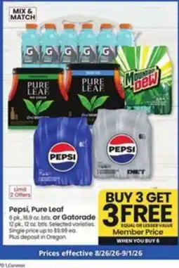 Safeway Pepsi, Pure Leaf or Gatorade offer