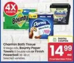 Safeway Charmin Both Tissue, Bounty Paper Towels or Finish Powerball offer