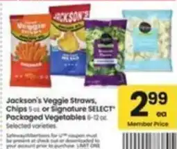 Safeway Jackson's Veggie Straws, Chips or Signature SELECT Packaged Vegetables offer