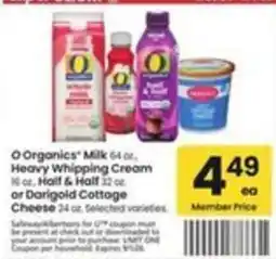 Safeway O Organics Milk or Darigold Cottage Cheese offer