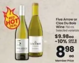 Safeway Five Arrow or Clos Du Bois Wine offer