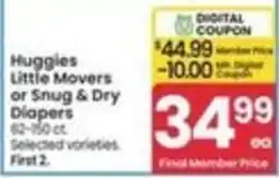 Safeway Huggies Little Movers or Snug & Dry Diapers offer