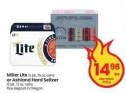 Safeway Miller Lite or Ashland Hard Seltzer offer