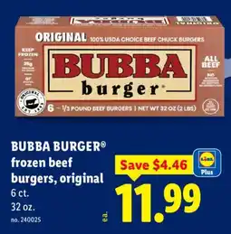 Lidl Bubba burger frozen beef burgers, original offer
