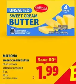 Lidl Milbona sweet cream butter offer