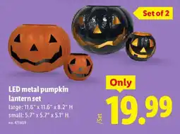 Lidl Led metal pumpkin lantern set offer