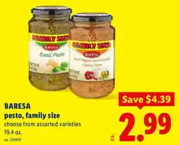 Lidl Baresa pesto, family size offer