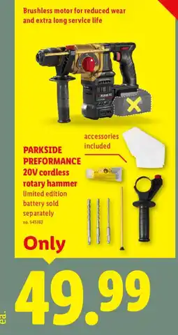 Lidl Parkside preformance 20v cordless rotary hammer offer