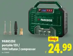 Lidl Parkside portable 12v / 110v inflator / compressor offer