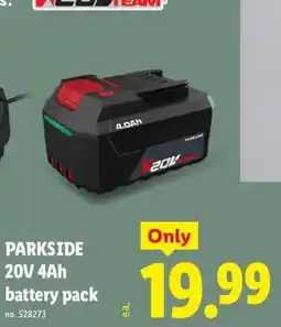 Lidl Parkside 20v 4ah battery pack offer