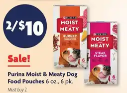 Family Dollar Purina Moist & Meaty Dog Food Pouches offer
